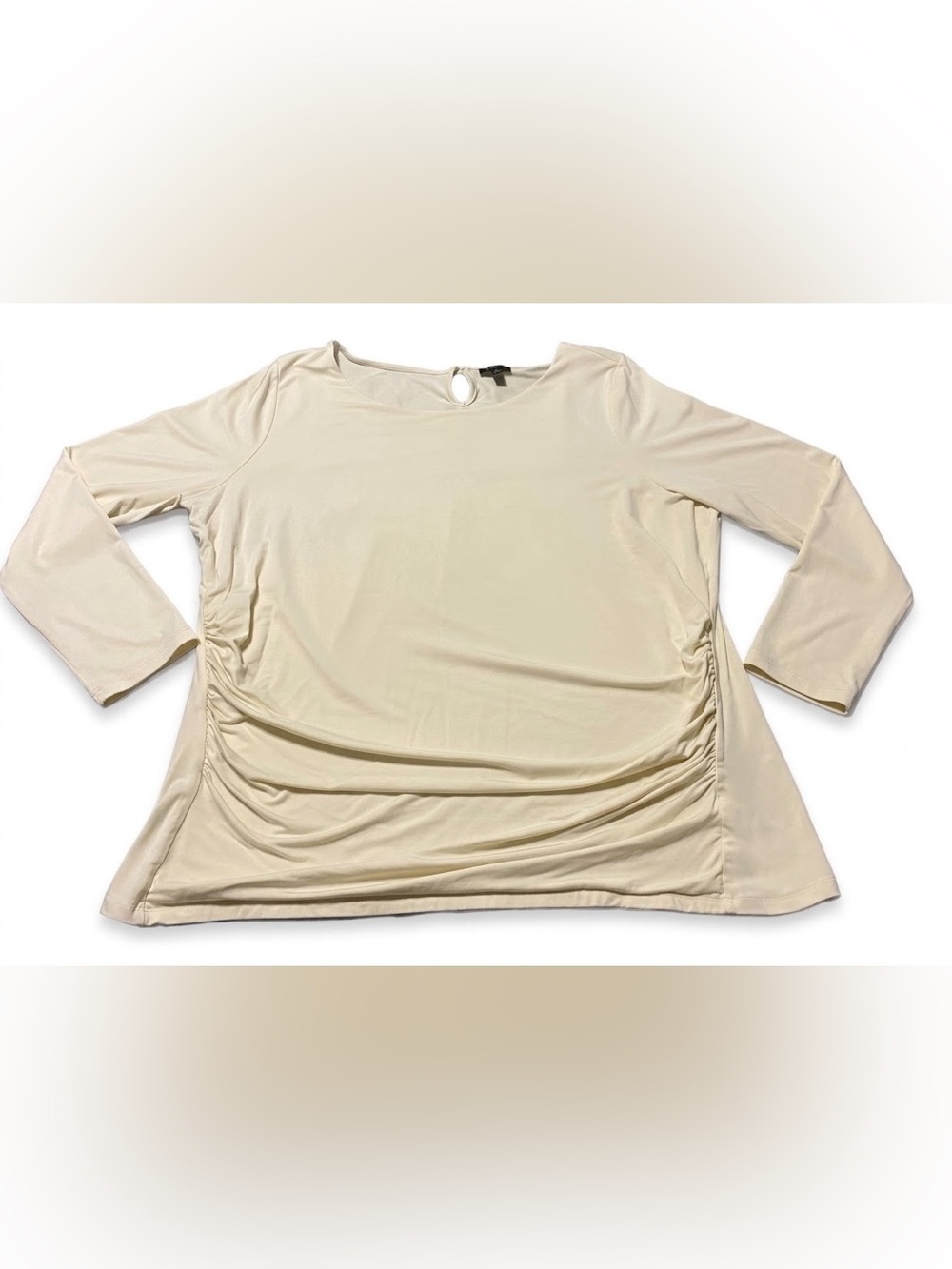 Talbots Cream Long Sleeve Ruched Top